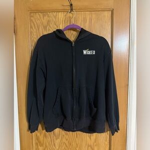 Wicked Black Zip-Up Hoodie with Defy Gravity on Hood